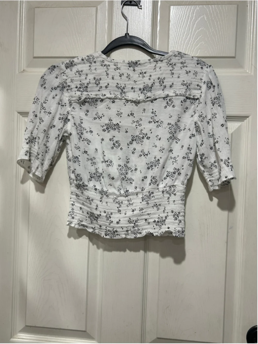 Women's Abercrombie & Fitch Floral Blouse, Size S, White and Black